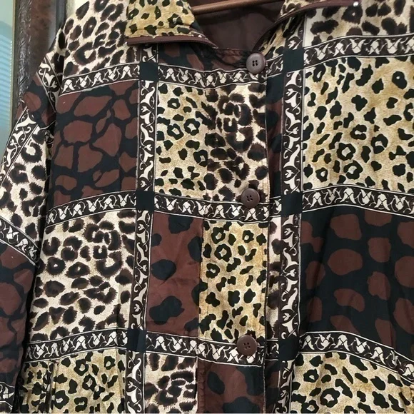 Vintage Carolina Bay Leopard Print Button Full Zip Jacket Size 18W - Picture 6 of 8